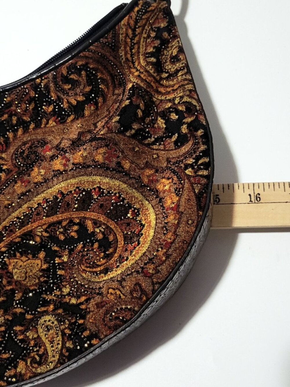 Bueno Tapestry Purse Half Moon Structured Boho Cottagecore Sparkle Vintage - Picture 16 of 16